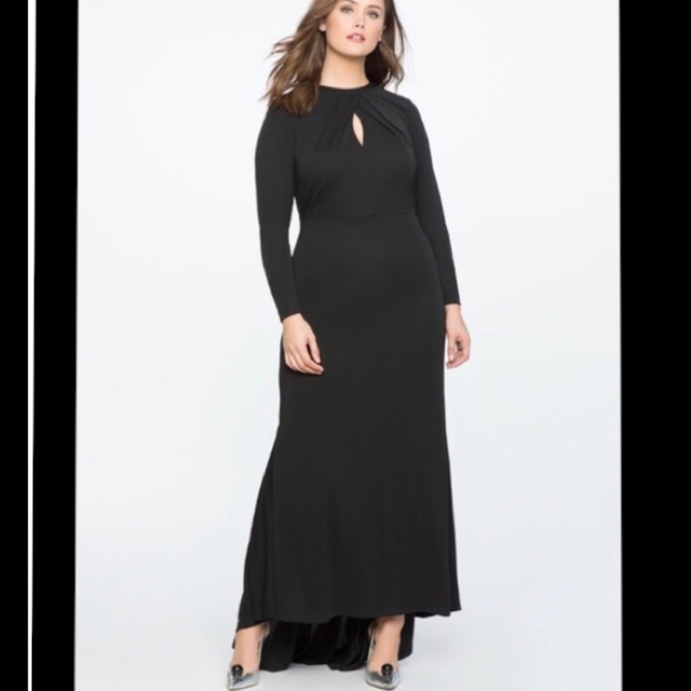 NWT Eloquii Keyhole Neckline Gown w/train - Black, Size 2X